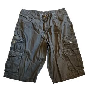 Carbon Mens Longer Length Cargo Shorts Size 30 Gray Pinstriped Chino Twill